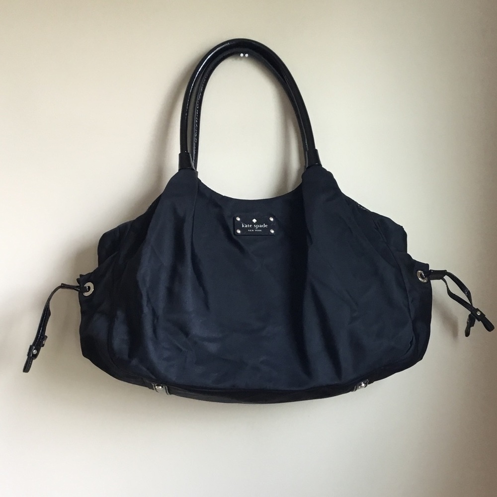 Kate Spade Stevie Black Nylon Leather Satchel Bag - Picture 3 of 15